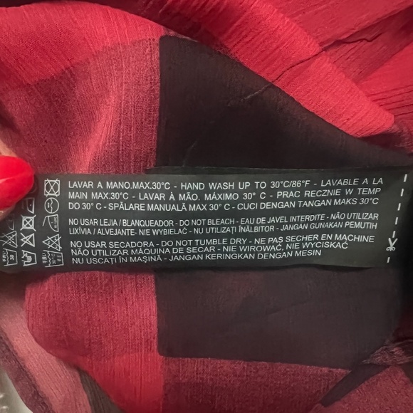 ZARA WOMEN’S CHECKERED PRINT SHEER SHIRTDRESS, SIZE SMALL, RED/BLACK - Picture 13 of 13